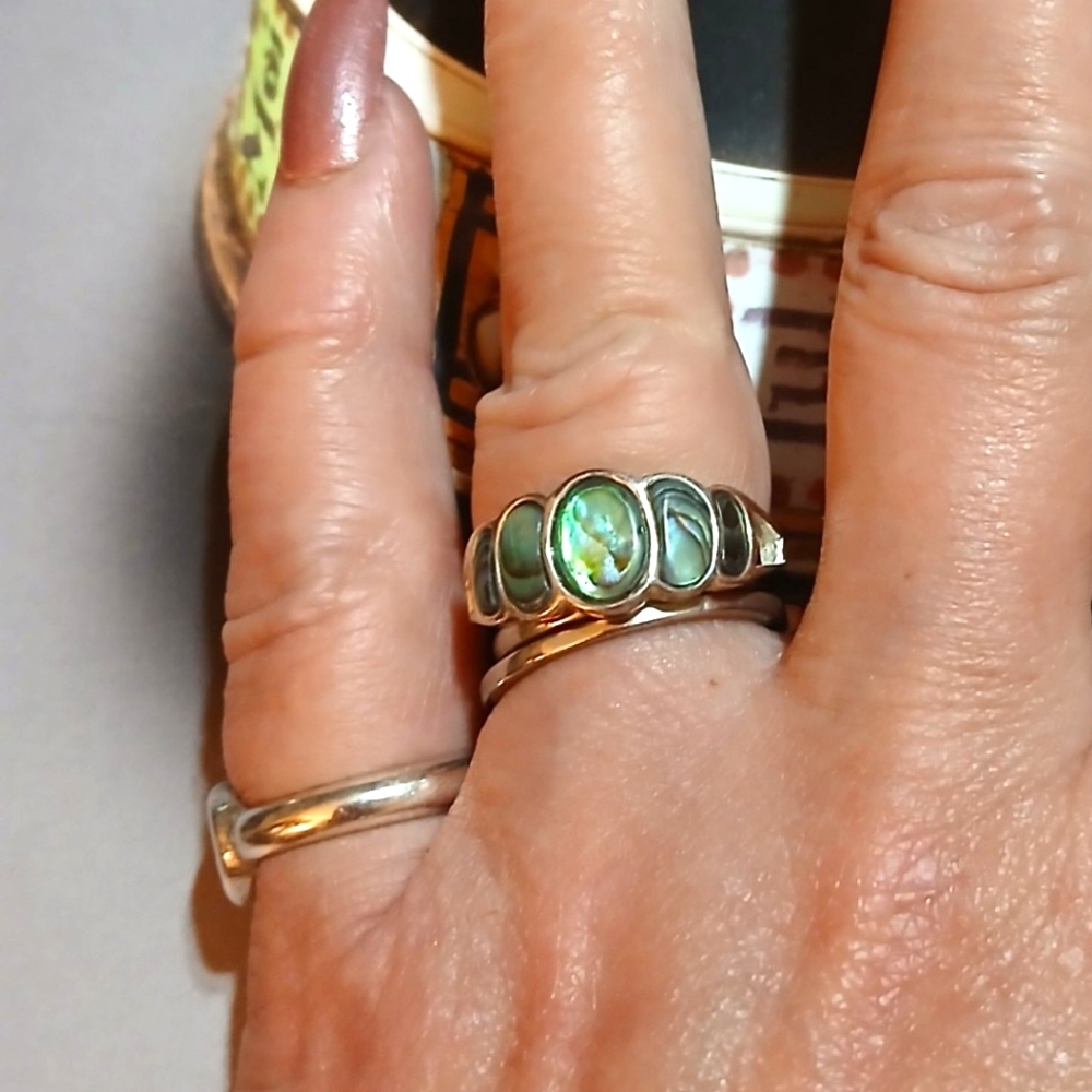 Nevada Silver Mine Sterling Abalone Vintage Ring - Picture 1 of 8
